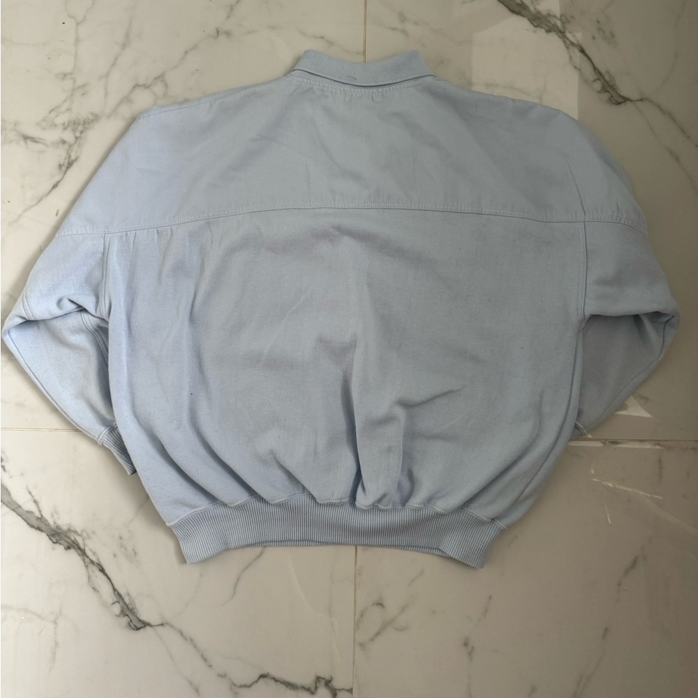 Caramella Lightweight Spring Sweatshirt Blue Collared Vintage 90s Preppy Coastal - Picture 4 of 7
